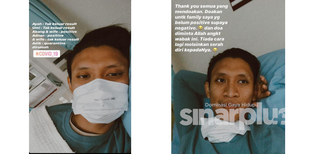 Menerusi satu perkongsian di laman Instagram (IG) milik Adnan Faisal yang merupakan salah seorang pesakit Covid-19, dia tidak menyangka selepas bersalaman dengan saudara yang positif ketika majlis akad nikah abangnya menjadi punca dia positif dijangkiti virus tersebut.