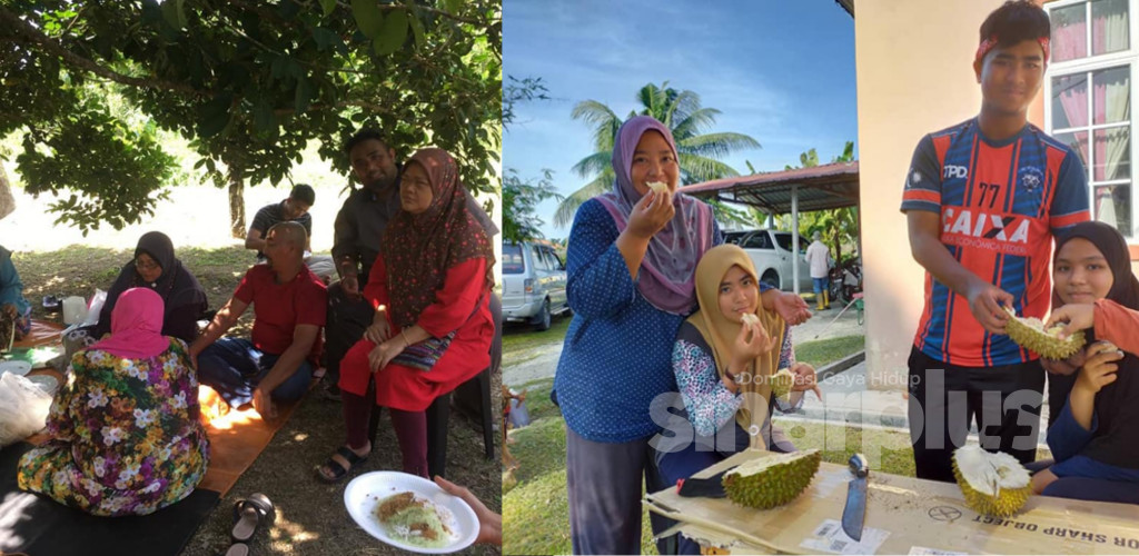 Sempoi majlis kenduri kahwin dalam kebun, tetamu makan durian