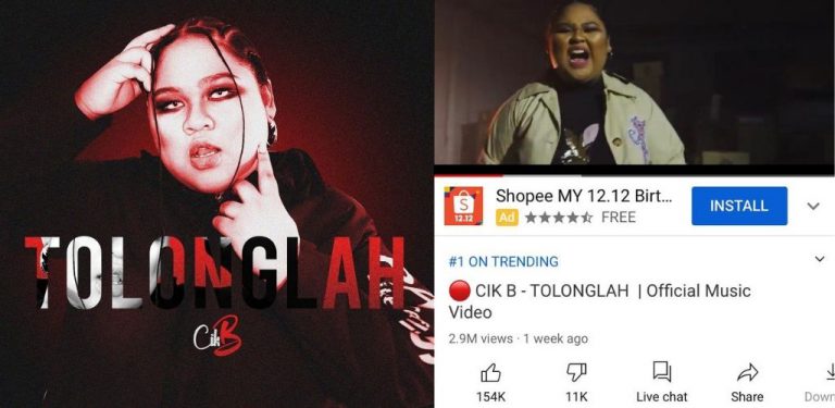 MV Tolonglah Cik B kekal trending di tangga pertama YouTube