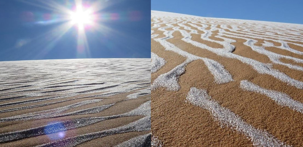 Foto fenomena Gurun Sahara diliputi salji, suhu -3 darjah celsius