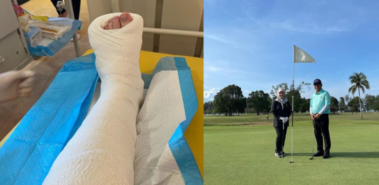 Syukur, tidak patah: Tunku Azizah terseliuh kaki kiri ketika bermain golf