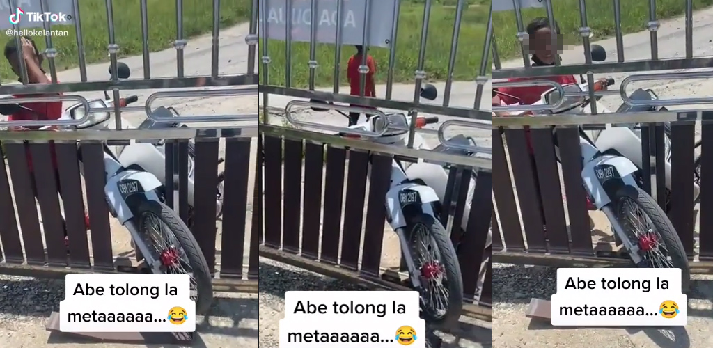 [VIDEO] Budak lelaki tunggang motor, rempuh pagar. Rayu bantuan tuan rumah