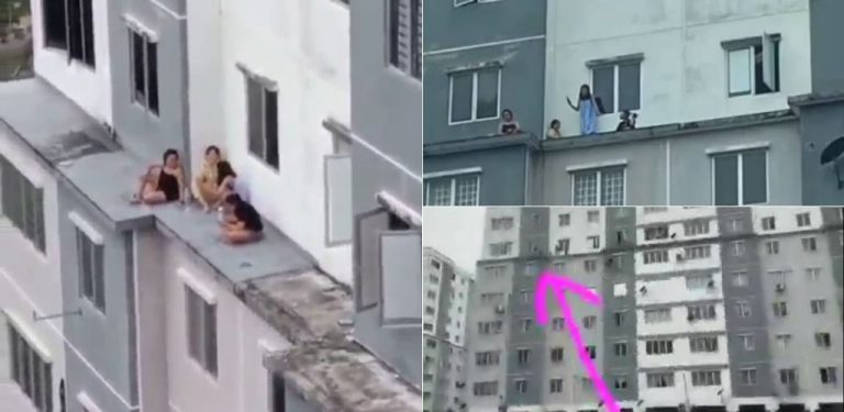 Santai paling berani, tak gayat! 5 wanita selamba lepak luar tingkap, tingkat 6 pangsapuri