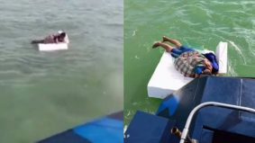 [VIDEO] Beri alasan nak ke Mekah, lelaki kantoi kali kedua berenang rentas daerah naik kepingan gabus
