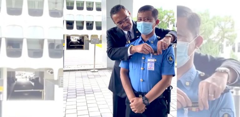 [VIDEO] Untungnya pegawai keselamatan ini tak sangka dapat 'hadiah' daripada menteri
