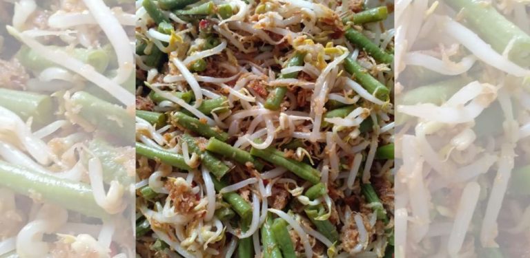 Resipi urap sayur taugeh dan kacang panjang, 'salad' Jawa unik