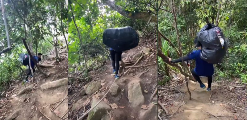 [VIDEO]Pemuda batal niat hiking, pikul sampah 10kg bersihkan laluan pendakian