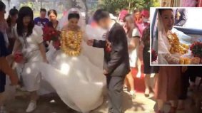 Lain macam mewah, pengantin perempuan terpaksa pakai 60kg emas di hari perkahwinan