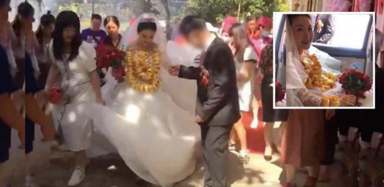 Lain macam mewah, pengantin perempuan terpaksa pakai 60kg emas di hari perkahwinan
