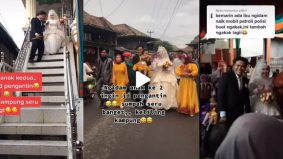 [VIDEO]Wanita hamil anak ke 2 mengidam jadi pengantin diarak keliling kampung