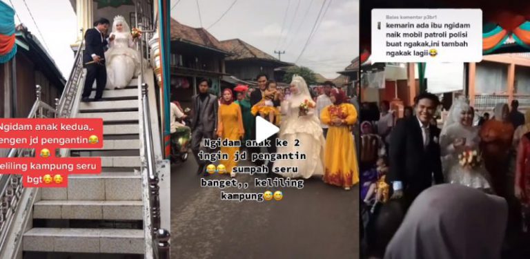 [VIDEO]Wanita hamil anak ke 2 mengidam jadi pengantin diarak keliling kampung