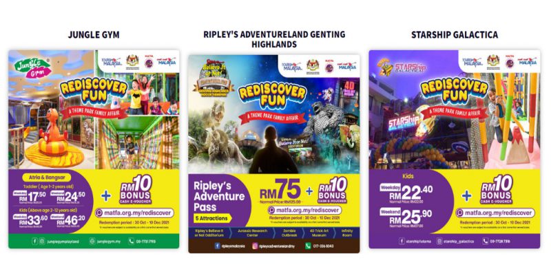 Kunjungi taman tema, hiburan diskaun 50%, tebus e-baucar tunai bernilai RM10 sekarang!