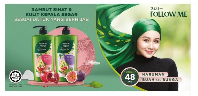 Khas untuk wanita berhijab, siri FOLLOW ME Green Tea Hijab khas dirumus untuk rambut lebih harum selama 48 jam