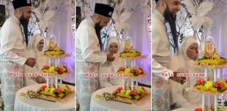 [VIDEO] Pengantin malu-malu kena suap, acara potong pulut kuning Heliza Helmi raih perhatian