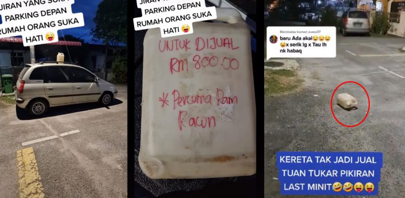 [VIDEO]Jiran suka parking kereta depan rumah, lelaki letak notis 'untuk dijual', ramai puas hati