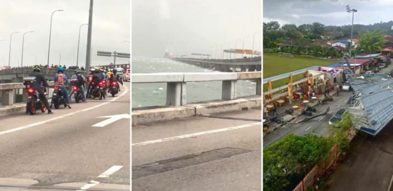 Video ratusan penunggang motosikal berhenti tular, pokok tumbang, bumbung tercabut di Pulau Pinang