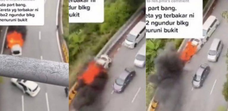[VIDEO] Kereta terbakar di lorong kecemasan tiba-tiba mengundur, turuni bukit di Genting
